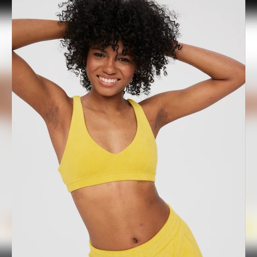 OFFLINE AERIE | Women's Green Rush Terry Recharge Least Support Sports Bra NWOT